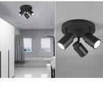 Runder Strahler 3 Verstellbare Spots Aus Schwarzem Metall Angelo Trio Lighting