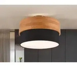 Trio Leuchten - Deckenleuchte Seasons Holzlampe Mit Stoffschirm Schwarz, &Oslash; 30cm