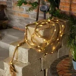 Beleuchtetes Juteseil Mit Eingearbeiteter Solar Lichterkette 102164 - Esotec
