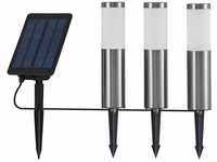 Lindby - Lexiane LED-Solarlampen, 3er-Set, Edelstahl - edelstahl, weiß