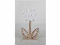 Deko Blume Holz 29 cm braun weiß Figuren, Skulpturen & Statuen - Trendline