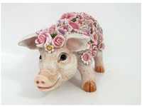 Figurendiscounter - Dekofigur Blumenschwein stehend, klein 16 x 13 x 31 cm