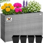 Blumenkasten 4 Innent&ouml;pfe Polyrattangeflecht Herausnehmbar Blumentopf &Uuml;bertopf