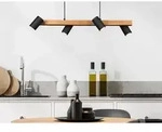 Holzbalken Pendelleuchte Marley 4-flammig Schwarz, Breite 80cm