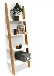 Relaxdays - Leiterregal Bamboo, 4 Ablagen, Bambus, Wohnzimmer & Arbeitszimmer, Regal,