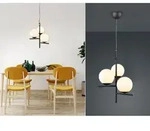 Trio - Pendelleuchte Pure 3-flammig Schwarz Mit Kugel Lampenschirmen Glas...