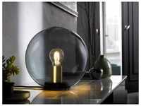 Kleine Tischlampe dini Rauchglas Schwarz mit Messing - Kugel ø 25cm