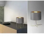 Fischer&honsel - Tischlampe Aura Mit Lampenschirm Samt Grau - Innen Gold, H&ouml;he 32cm