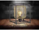Tischlampe Eckig Mit Lamellen Lampenschirm Gold, Quadrat 23cm