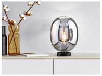 Tischlampe nayla Industrial mit Glaskugel Rauchglas - Höhe 27cm