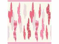 Tapeten Bordüre mit Schmetterling Pinke Tapete für Mädchenzimmer Rosa
