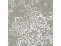Tapete Metallic Effekt silber Vlies Textiltapete mit Blumen elegant für...