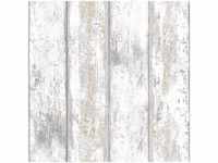 Holz Weiß - Vliestapete - 10m x 52cm - Weiß