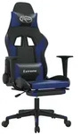 Vidaxl Gaming Chair With Footrest Black And Blue Faux Leather