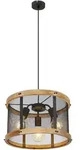 Pendelleuchte Jeanie Mit Holz & Gitter 3-flammig Schwarz, &Oslash; 40cm