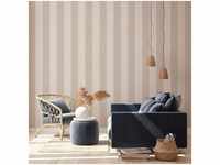 Vlies Streifentapete beige creme ideal für Esszimmer und Wohnzimmer klassische