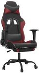Vidaxl Massage Gaming Chair With Footrest Black&wine Red Faux Leather