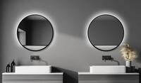 Talos Black Hole Light Spiegel - Rund, 80 Cm - Runder Wandspiegel In Matt Schwarz -