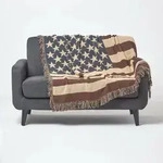 Homescapes - Berwurf Usa-flagge, 100% Baumwolle, 125 X 150 Cm