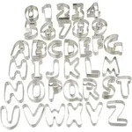 Relaxdays - Pl&auml;tzchen Ausstecher, 36-teiliges Set, Ausstechformen Buchstaben &