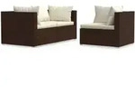 3-tlg. Garten-lounge-set Mit Auflagen Braun Poly Rattan Vidaxl