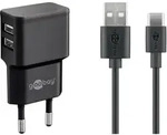 Goobay - Usb-cTM-dual-ladeset (12 W), Netzteil Mit 2x Usb-anschl&uuml;ssen,