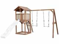 Beach Tower Spielturm aus Holz in Braun Spielhaus für Kinder mit weißer...