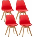 4er Set Esszimmerst&uuml;hle Linares Rot Kunststoff