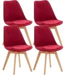 Clp - 4er Set Esszimmerstuhl Linares Rot Samt