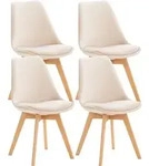 Clp - 4er Set Esszimmerstuhl Linares Beige Samt