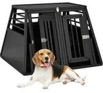 Relaxdays Hundebox Auto, Doppelte Hundetransportbox, Kofferraum, Abgeschr&auml;gt,