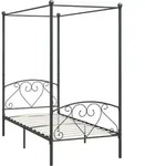 Himmelbett-gestell Grau Metall 100 X 200 Cm Vidaxl