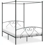 Himmelbett-gestell Grau Metall 160 X 200 Cm Vidaxl