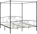 Himmelbett-gestell Grau Metall 200 X 200 Cm Vidaxl