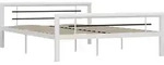 Bettgestell Wei&szlig; Und Schwarz Metall 140 &times; 200 Cm Vidaxl