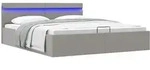 Bett Mit Bettkasten Hydraulisch Led Hellgrau Stoff 180x200 Cm Vidaxl