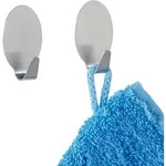 2er Set Haken Kleider Wand Garderoben Selbstklebend Befestigung Maxi Matt - Silber