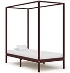 Himmelbett-gestell Dunkelbraun Massivholz Kiefer 90 X 200 Cm Vidaxl