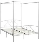 Himmelbett-gestell Wei&szlig; Metall 160 X 200 Cm Vidaxl