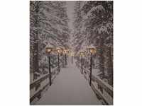 Led Wandbild 50x40 cm - Winterlandschaft mit 6 LEDs - Leinwand beleuchtet...