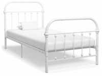 Bettgestell,Schlafzimmerbett Weiß Metall 90×200 cm vidaXL