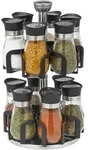 Relaxdays - Gew&uuml;rzkarussell, 12 Gew&uuml;rzgl&auml;ser, 360&deg; Drehbar, Edelstahl, Glas, Hxd