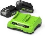 Greenworks - Starter Kit 24v 2 Batterien 2.0ah + Doppel-ladeger&auml;t 4.0ah - Gsk24b2x