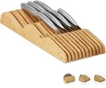 Messerblock Schublade, Ohne Messer, Liegend, Bambus, F&uuml;r 11 Messer, Hbt 5x14,5x40