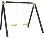Plus Luxus Schaukelgestell Inkl. 2 Gr&uuml;ne Schaukelsitzen Schwarz Spielh&auml;user &