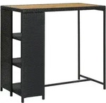 Bartisch Mit Regal Schwarz 120x60x110 Cm Poly Rattan - Vidaxl