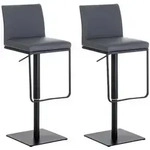 Clp - 2er Set Barhocker Panama Kunstlederbezug Grau Schwarz
