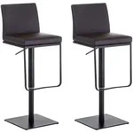 Clp - 2er Set Barhocker Panama Kunstlederbezug Braun Schwarz