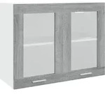 Vidaxl Hanging Glass Cabinet "lyon" Grey Sonoma 80x31x60 Cm Engineered Wood