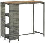 Bartisch Mit Regal Grau 120x60x110 Cm Poly Rattan - Vidaxl